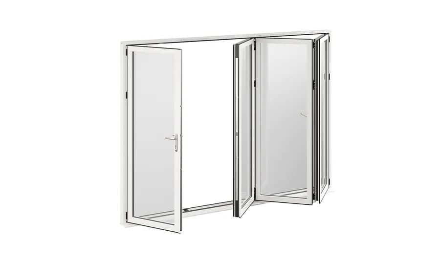 Four panel Korniche bifold in white, part folded
