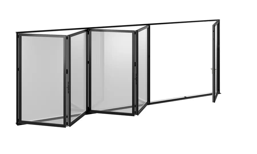 Five panel Korniche bifold in black, part folded