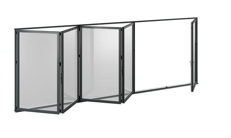 Five panel Korniche bifold in anthracite grey, part folded