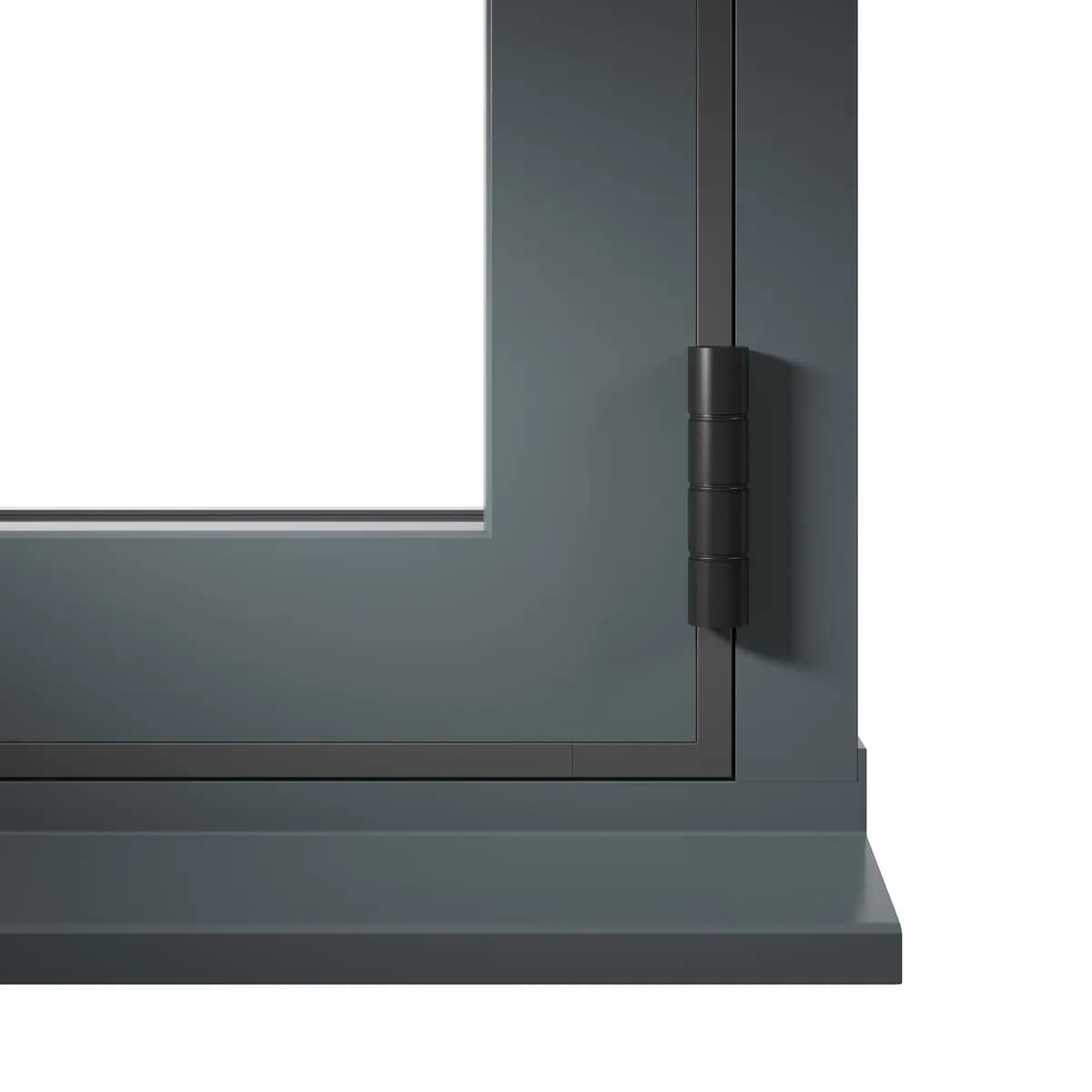 Close detail of the bottom corner of an anthracite bifold sash